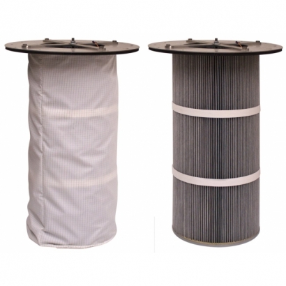 Conductive Aluminized Spun Bond Reverse Purge Cartridge _shown with and without optional skirt_ - In